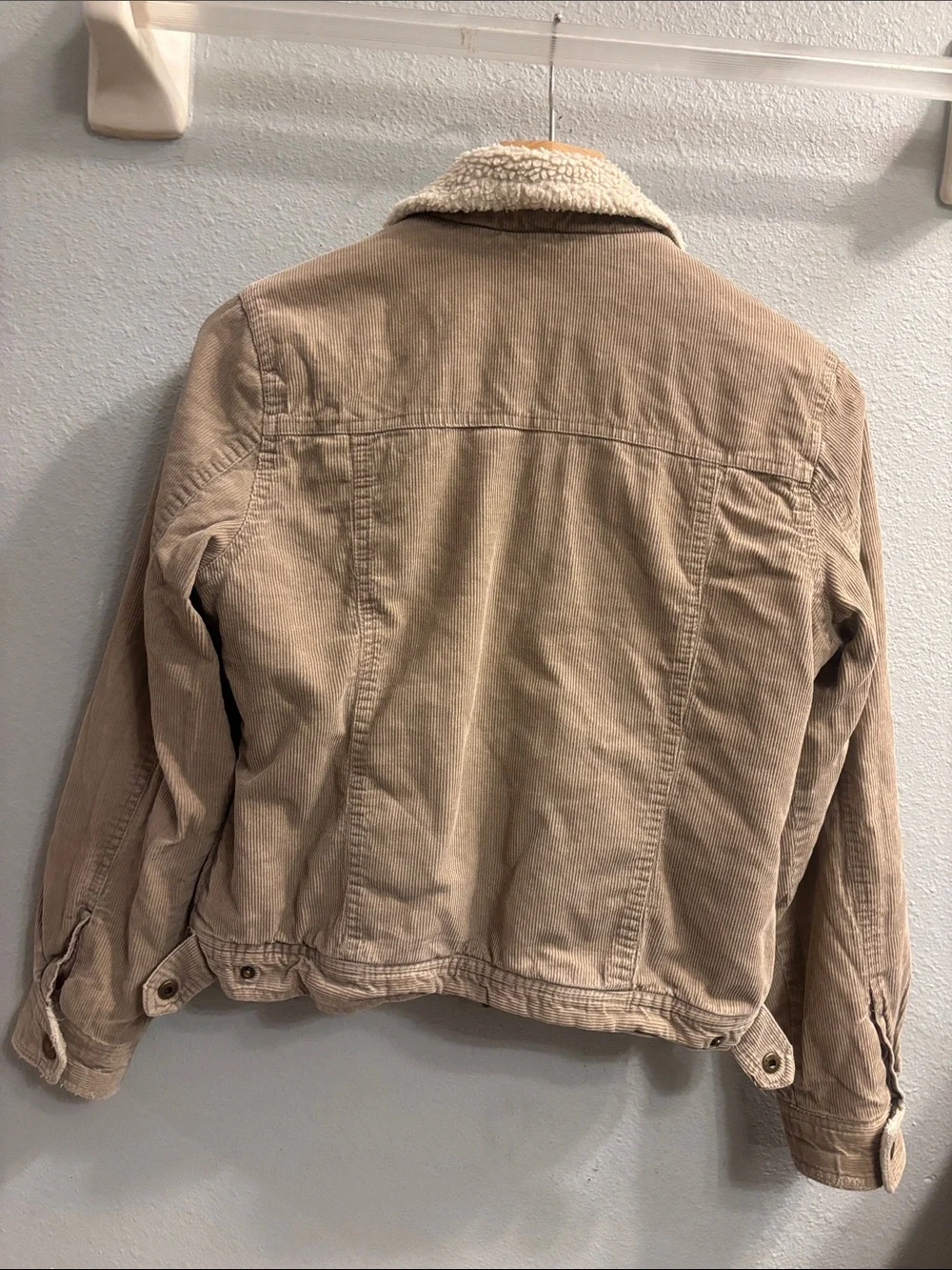 Steve & Barry's Tan Corduroy Jacket with Cream Sherpa Collar
